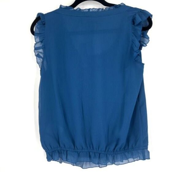 NWT Y2K Old Navy Flutter Sleeve Blue Short Sleeve Blouse Sheer Lace Gauzy Small - Picture 2 of 11